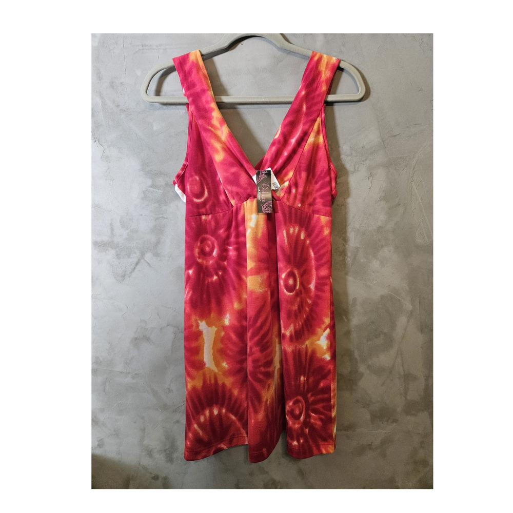 Deluxe L.A. Blues Tie Dye V-Neck Pleated Jersey Top Size M